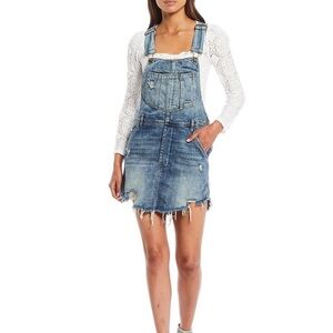 Free People Baxter denim overall dress mini skirt